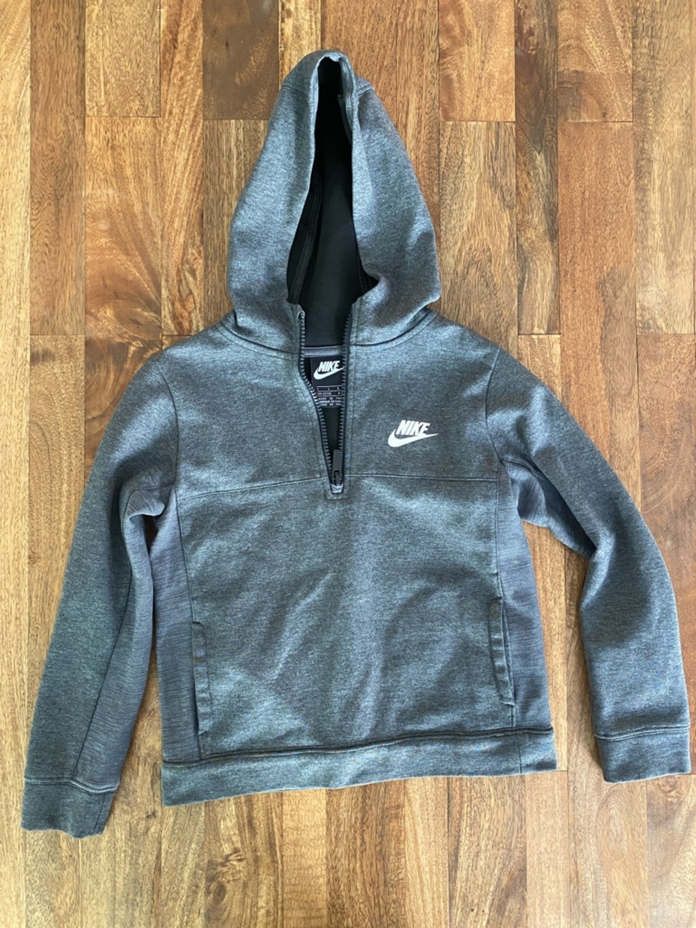 Nike Kids Charcoal Gray Hooded Half-Zip Sweatshirt